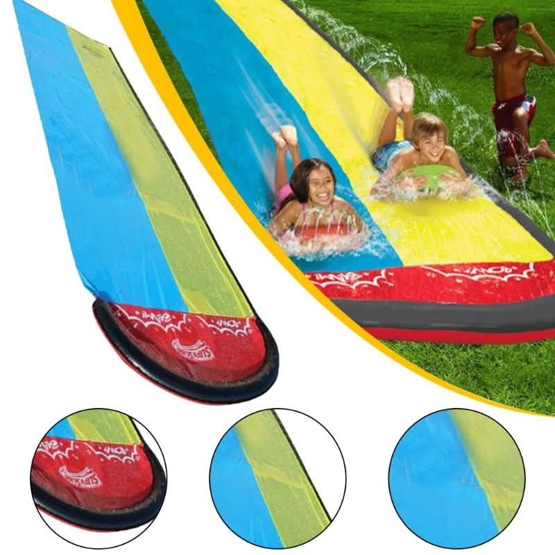 AquaSprint Glide trailová vodní skluzavka — design pro snadné srolování, připojení k vodovodnímu kohoutku, mlžicí pás