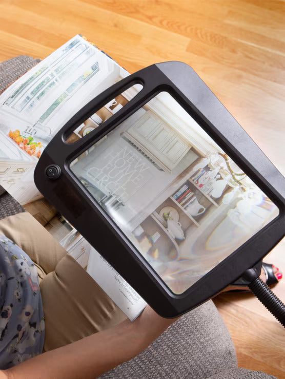 Hands-Free Full-Page Floor Magnifying Lamp with LED Lights