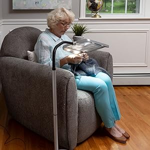 Hands-Free Full-Page Floor Magnifying Lamp with LED Lights