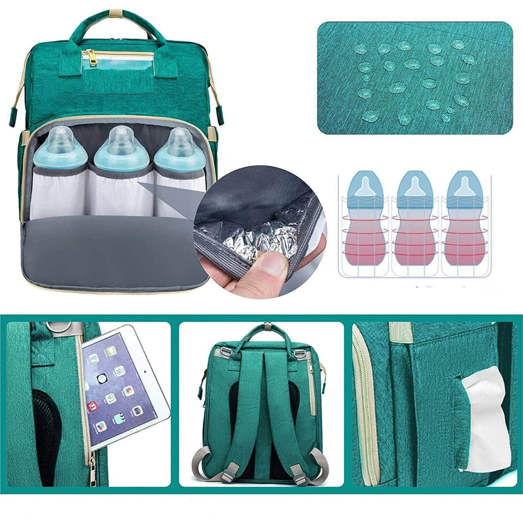 Convertible Baby Nappy Backpack with Foldable Bassinet – Waterproof Multi-Pocket Design | ventumra