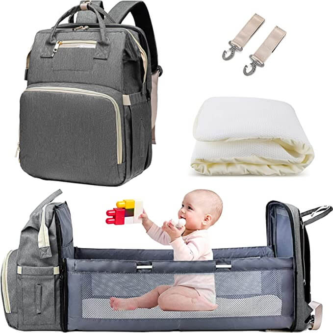 Convertible Baby Nappy Backpack with Foldable Bassinet – Waterproof Multi-Pocket Design | ventumra