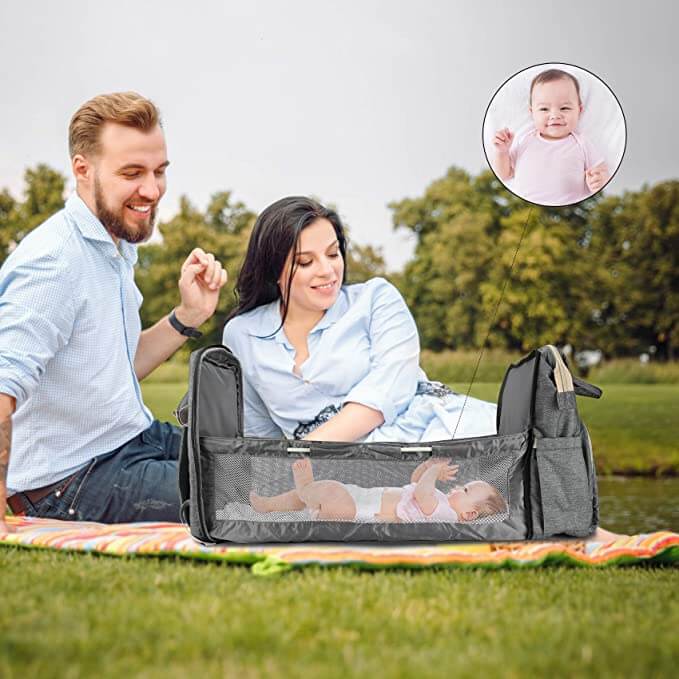 Convertible Baby Nappy Backpack with Foldable Bassinet – Waterproof Multi-Pocket Design | ventumra