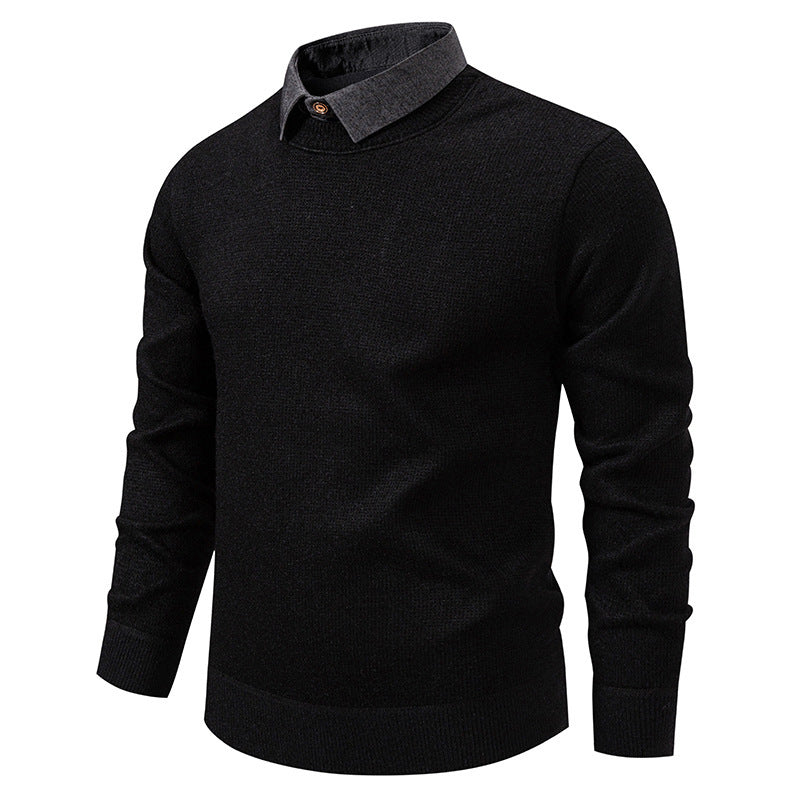 Men's Knit Pullover with Collar Accent | ventumra
