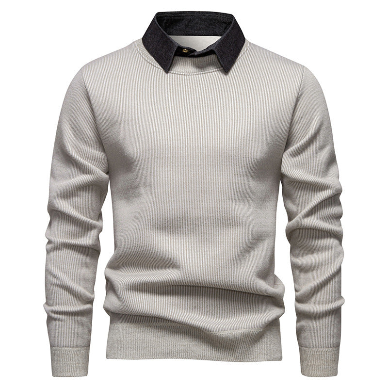 Men's Knit Pullover with Collar Accent | ventumra