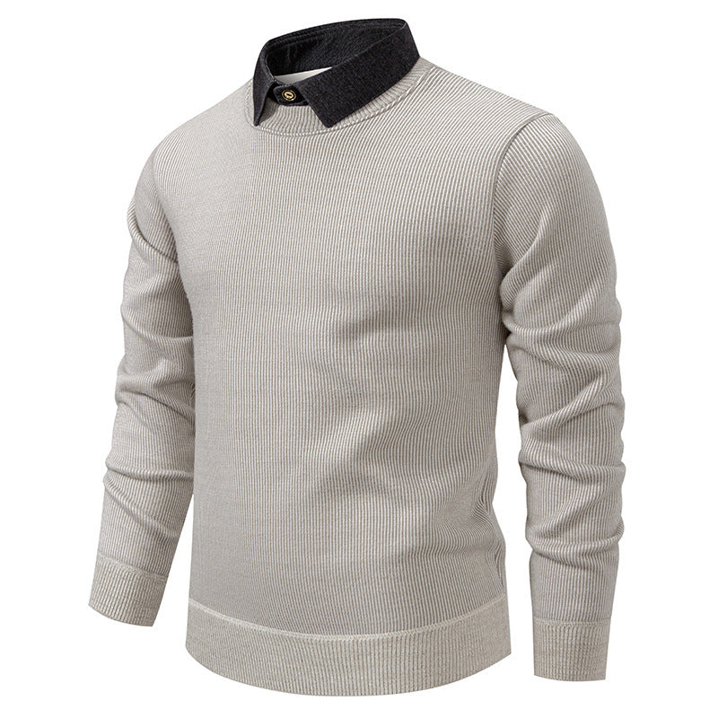 Men's Knit Pullover with Collar Accent | ventumra
