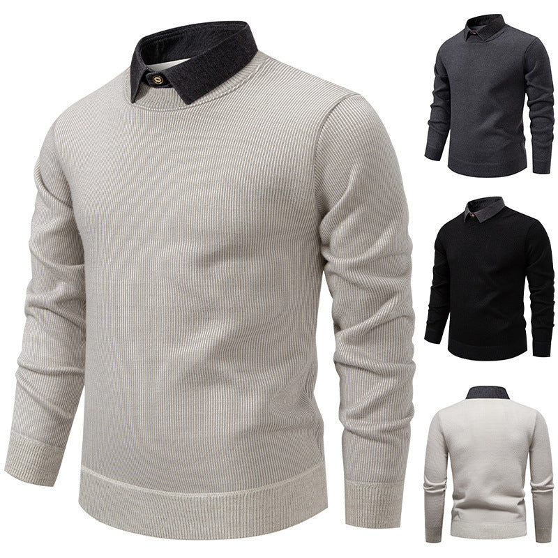 Men's Knit Pullover with Collar Accent | ventumra