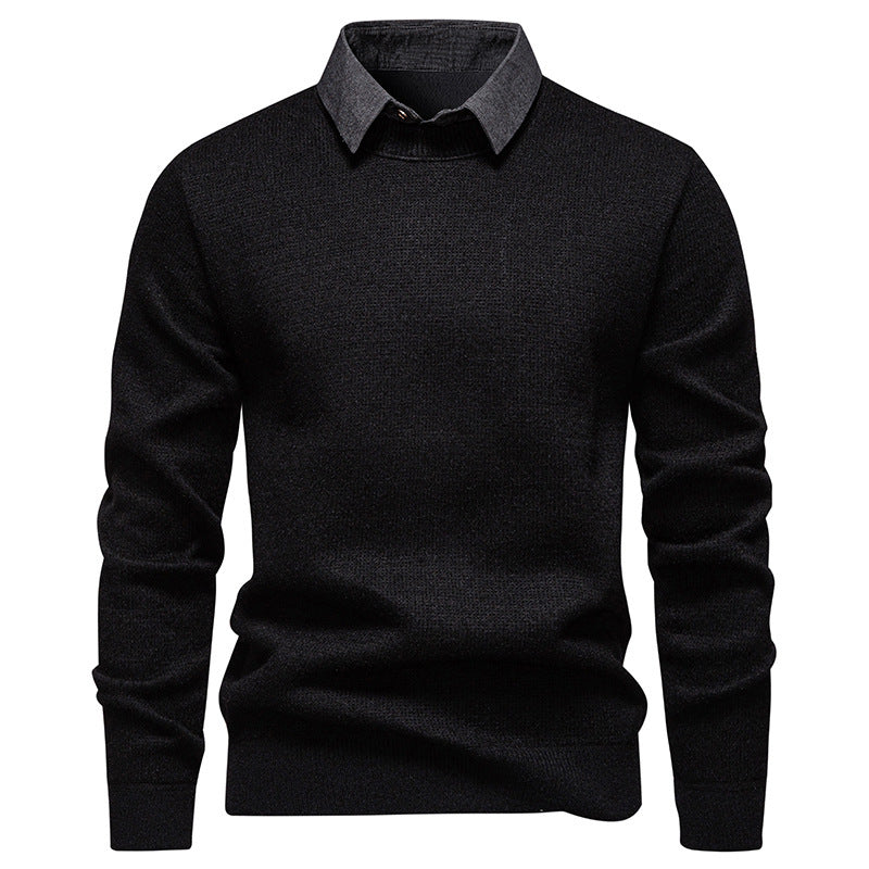 Men's Knit Pullover with Collar Accent | ventumra