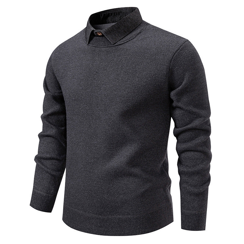 Men's Knit Pullover with Collar Accent | ventumra