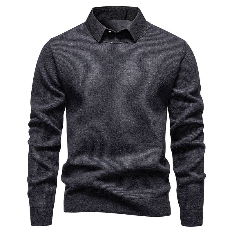 Men's Knit Pullover with Collar Accent | ventumra