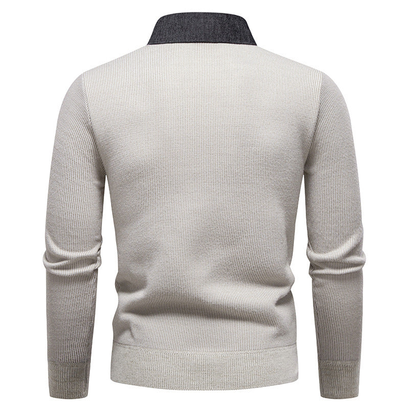 Men's Knit Pullover with Collar Accent | ventumra