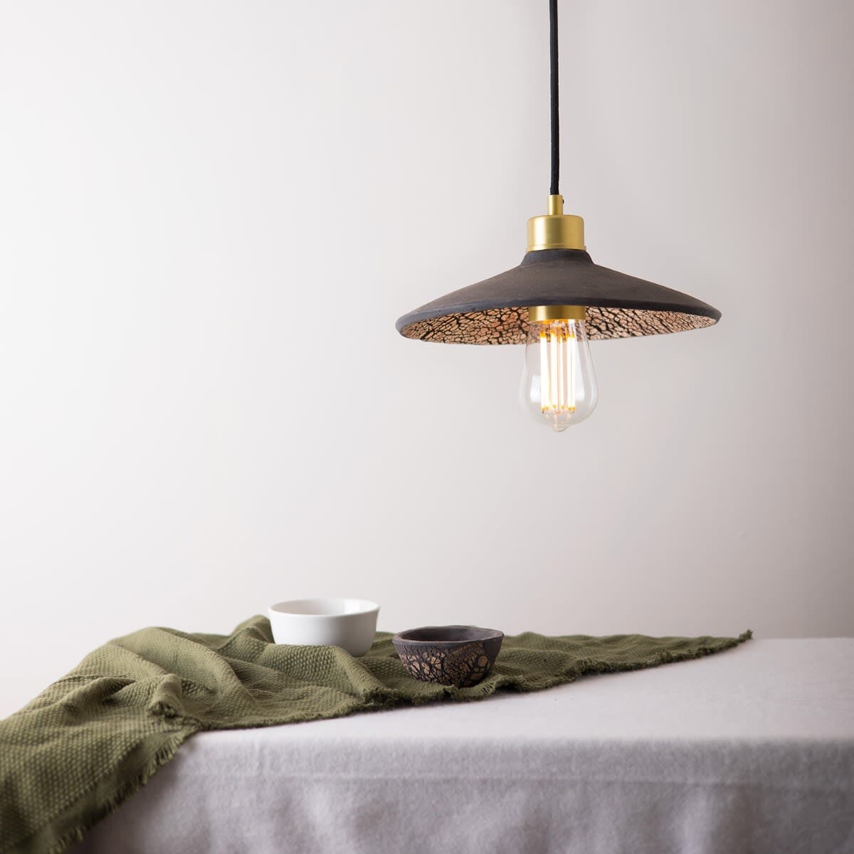 Orenda Organic Black Clay Ceramic Pendant Light 28cm