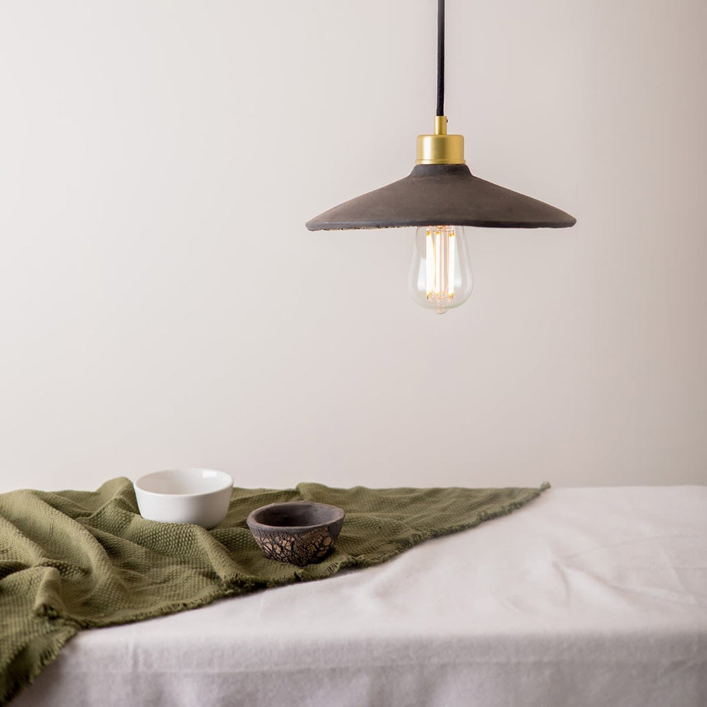 Orenda Organic Black Clay Ceramic Pendant Light 28cm