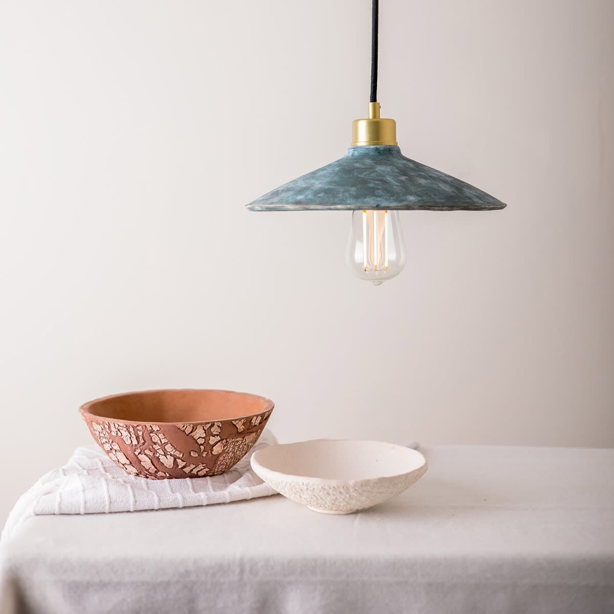 Arden Organic Ceramic Pendant Light 28cm Blue Earth
