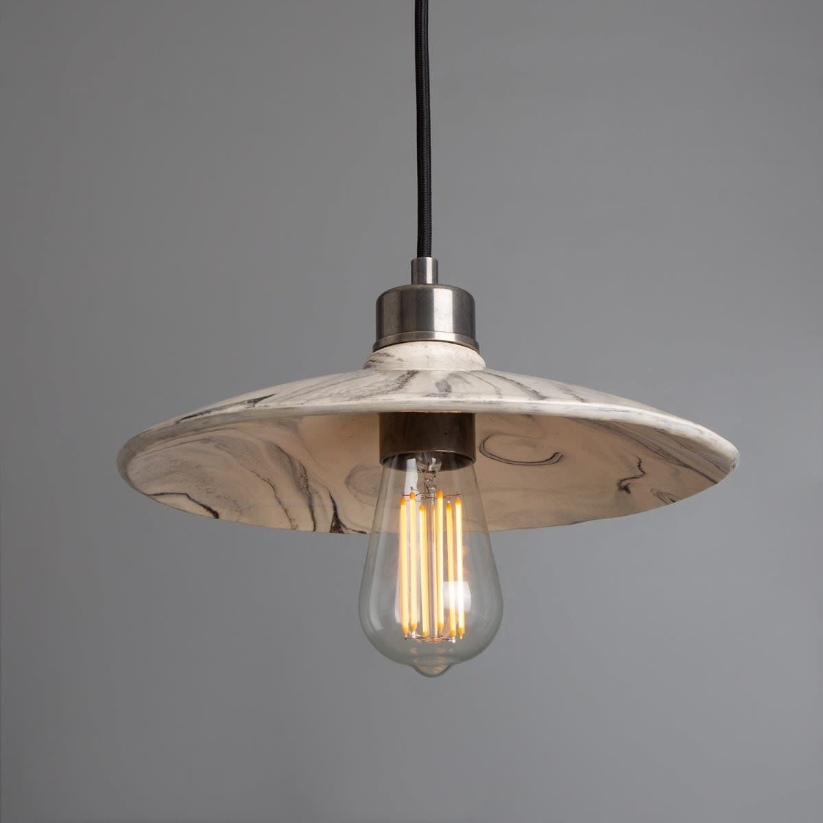 Elara Marble Ceramic Pendant Light 28cm Black Cable