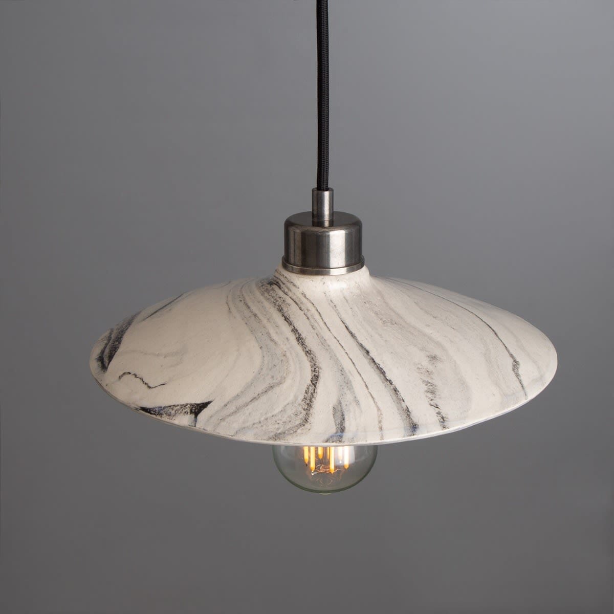 Elara Marble Ceramic Pendant Light 28cm Black Cable