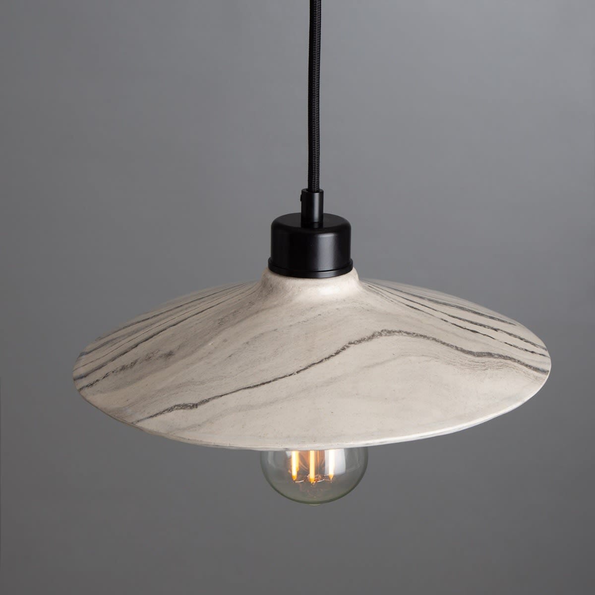 Elara Marble Ceramic Pendant Light 28cm Black Cable