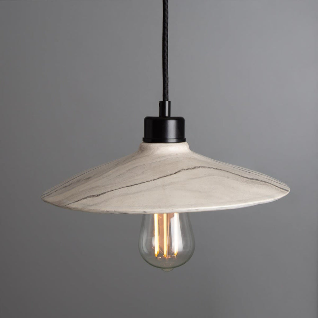 Elara Marble Ceramic Pendant Light 28cm Black Cable