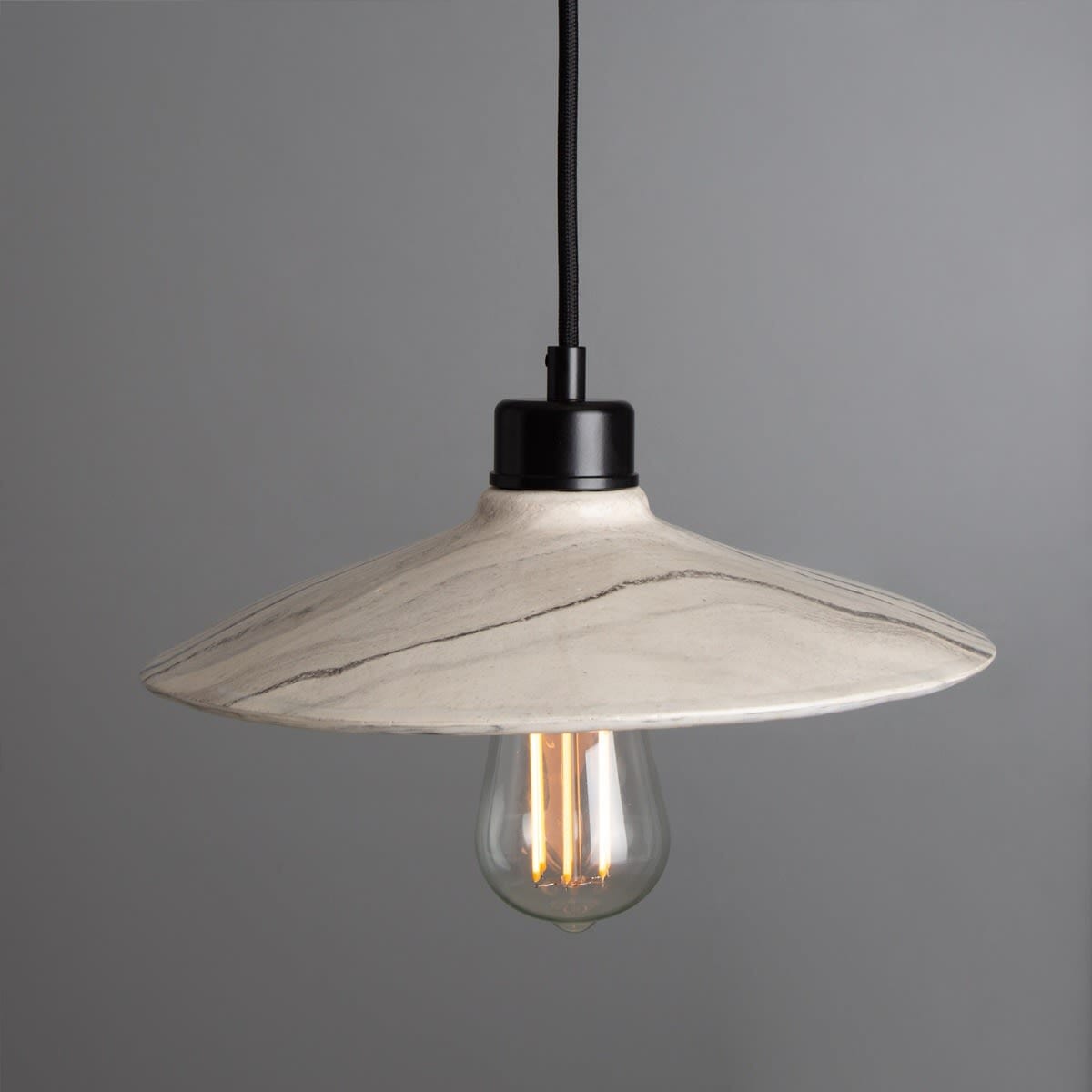 Elara Marble Ceramic Pendant Light 28cm Black Cable