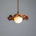 Lyrea Red Iron Wavy Ceramic Pendant Light Opal Glass Globe