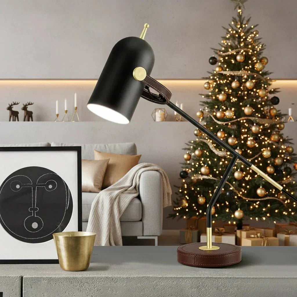 Nowoczesna metalowa lampka stołowa LumaCraft — oprawka E27, żarówka LED, elegancki współczesny design