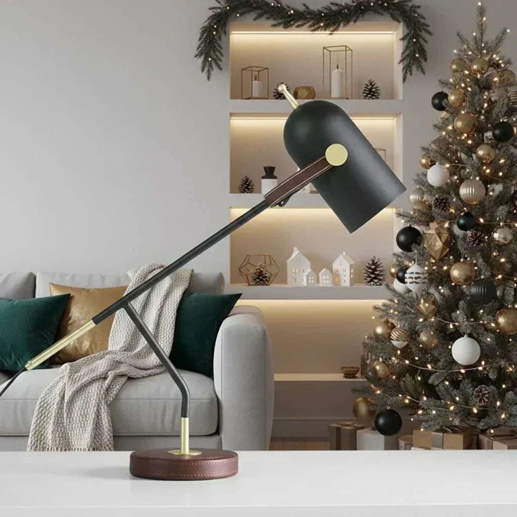 Nowoczesna metalowa lampka stołowa LumaCraft — oprawka E27, żarówka LED, elegancki współczesny design