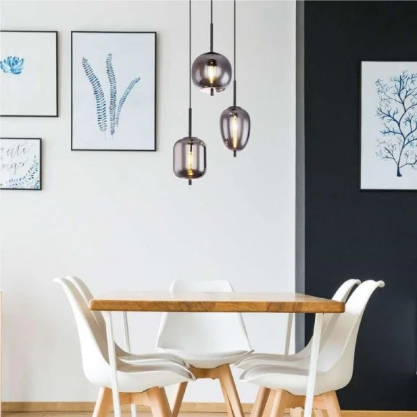 ObsidianHalo Smoked Glass Bowl Pendant Light Variants