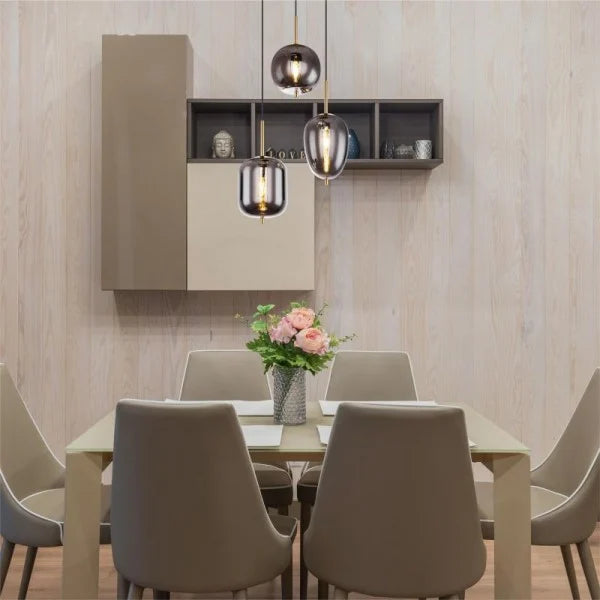 ObsidianHalo Smoked Glass Bowl Pendant Light Variants