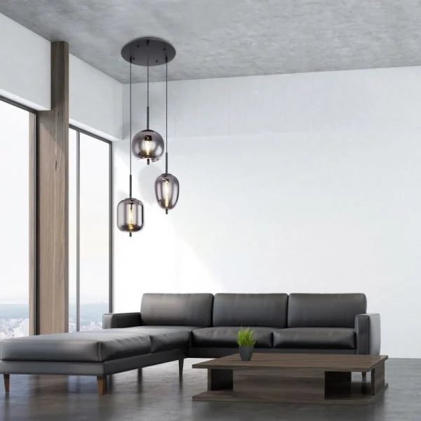 ObsidianHalo Smoked Glass Bowl Pendant Light Variants