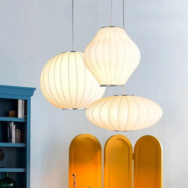 LumiBulle Silk And Steel Pendant Light For Modern Spaces
