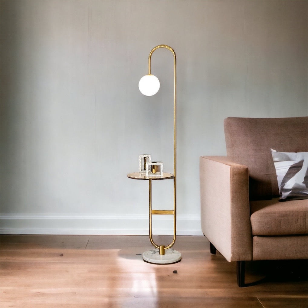 Lynora Nordic LED Floor Lamp With Round Integrated Table