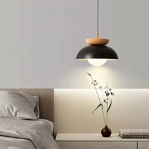 Norrin Nordic Half-Wood Pendant Light With Water-Transfer Wood Finish