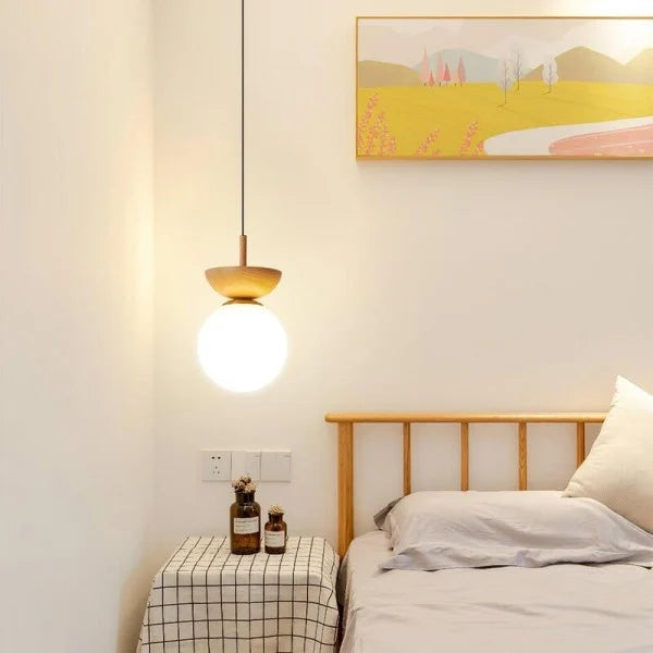 Norrin Nordic Half-Wood Pendant Light With Water-Transfer Wood Finish