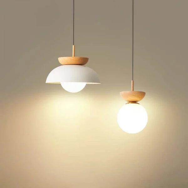 Norrin Nordic Half-Wood Pendant Light With Water-Transfer Wood Finish