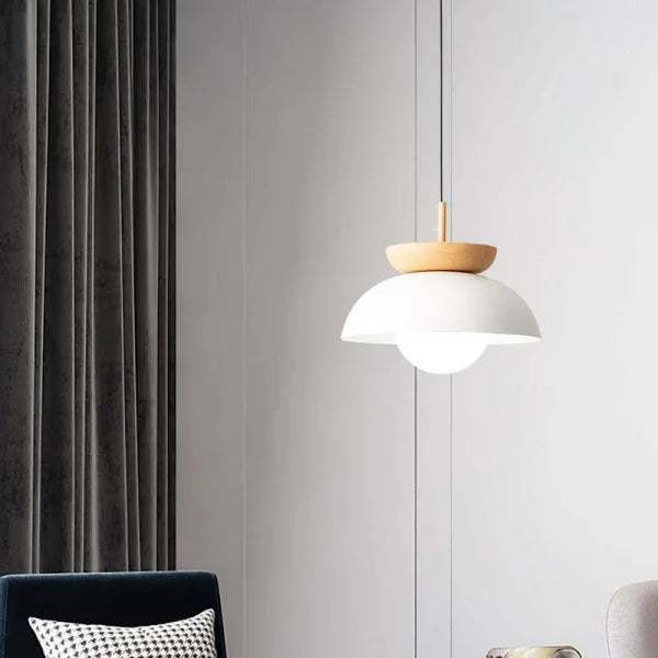Norrin Nordic Half-Wood Pendant Light With Water-Transfer Wood Finish