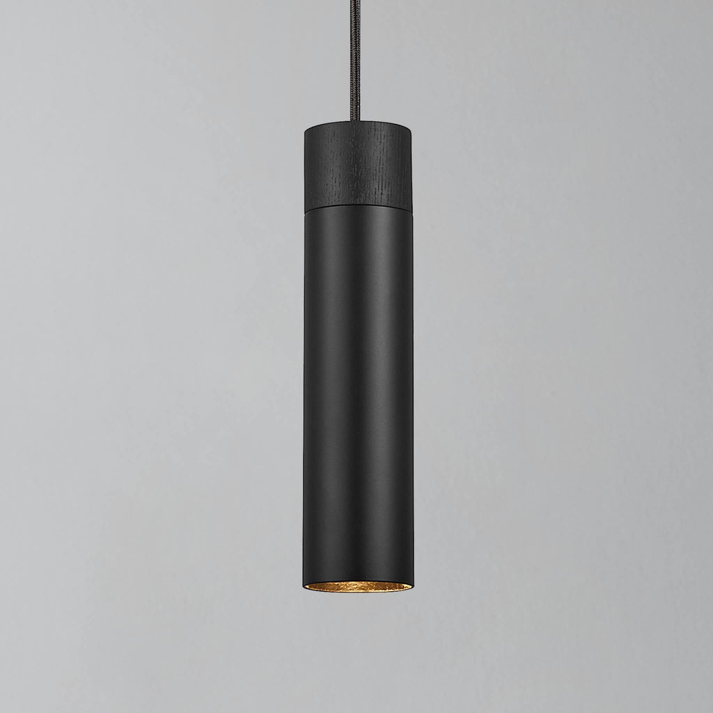 Nordic Ash Wood Pendant Light in Matte Black Finish