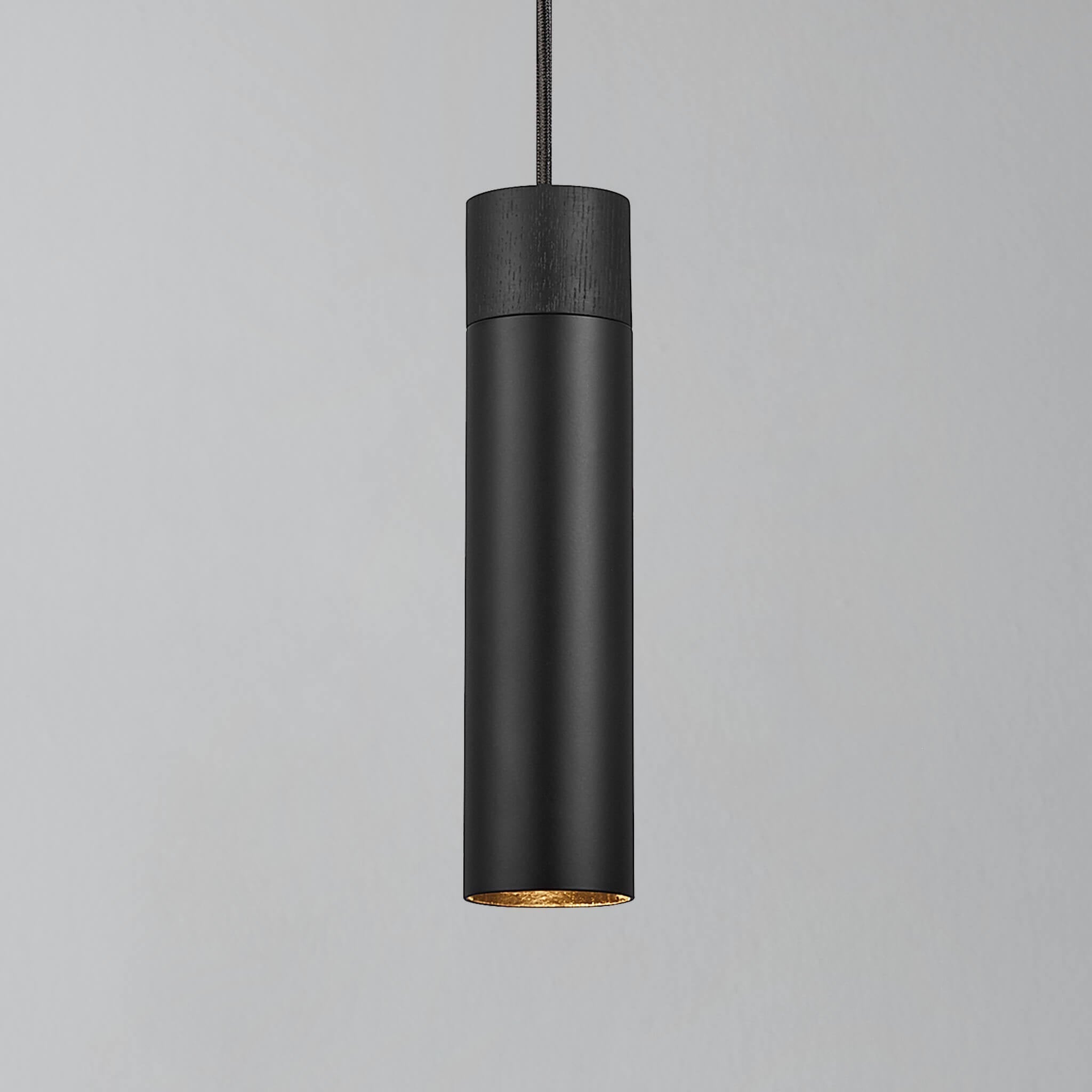 Nordic Ash Wood Pendant Light in Matte Black Finish