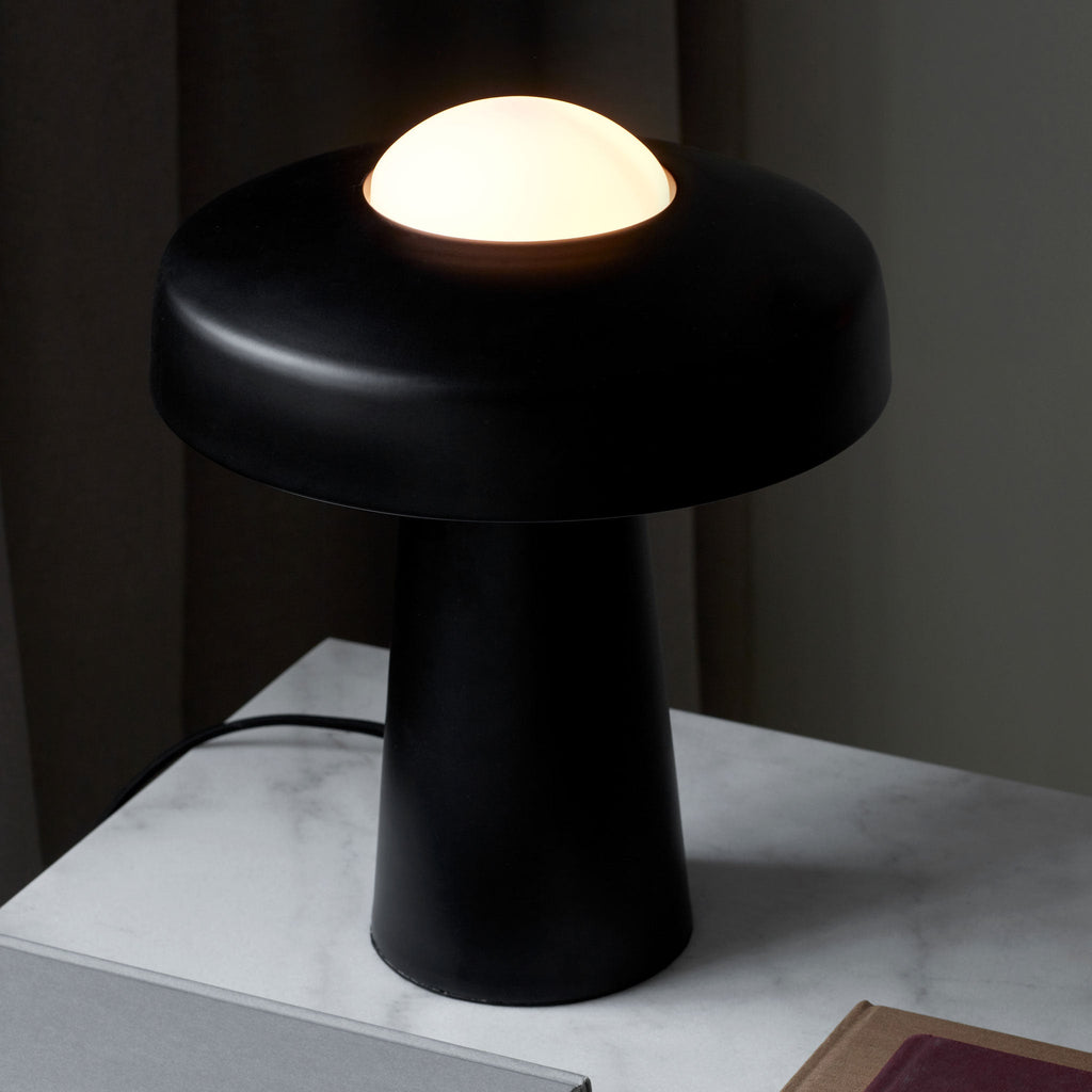 LumaTime Table Lamp Matte Metal And Glass Built In On Off