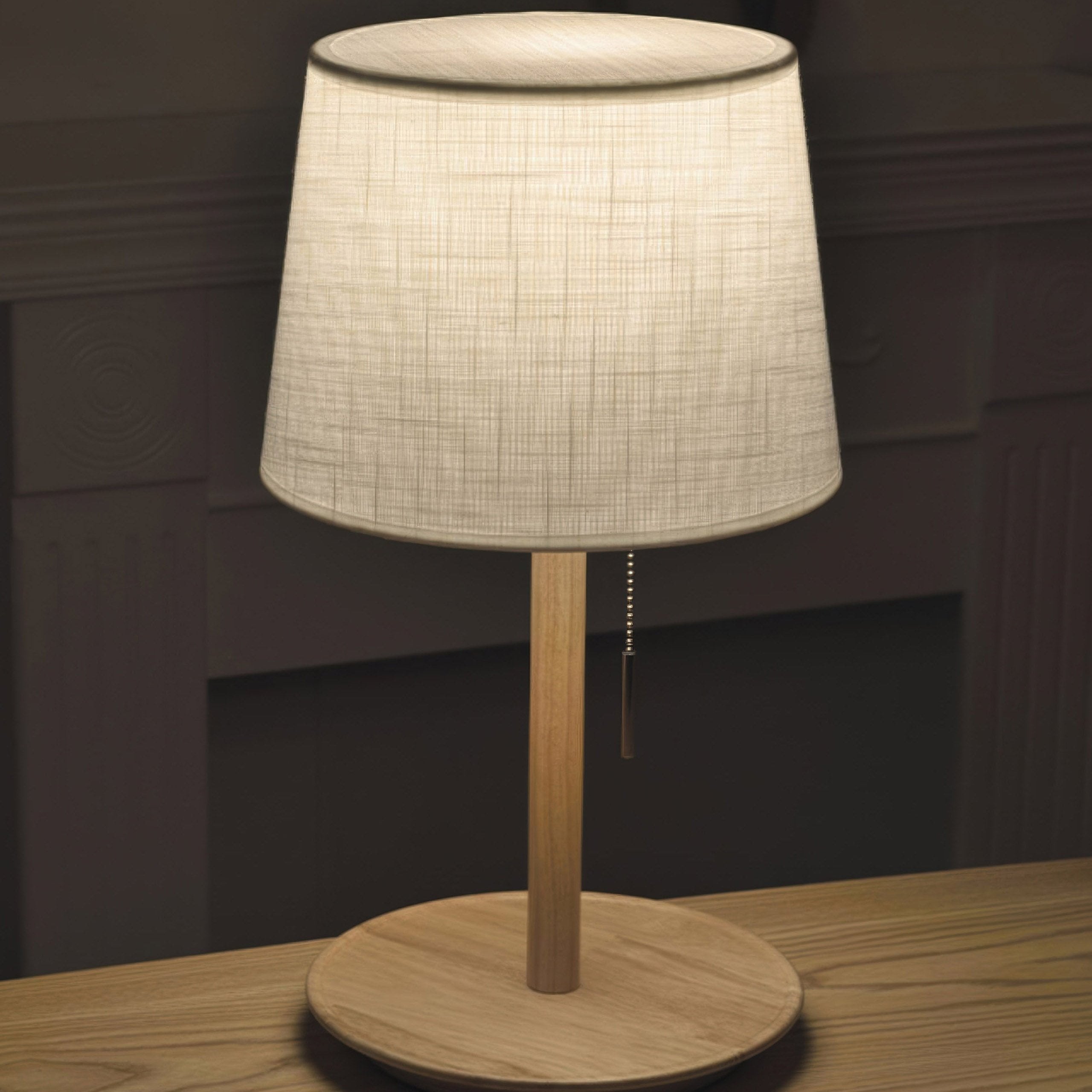 Halden Nordic Walnut LED Lamp With Luxury Fabric Shade
