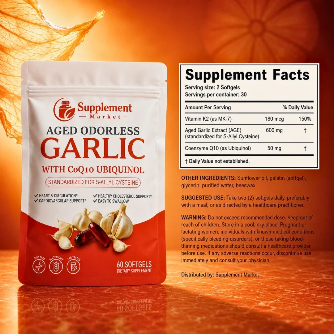 Aged Garlic & Ubiquinol CoQ10: Complete Circulation & Cellular Energy
