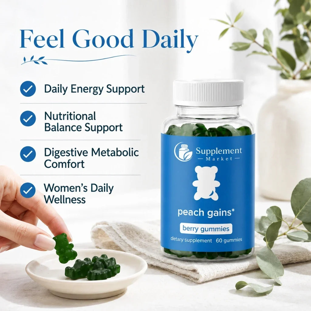 Peach Gains Gummies: Herbal Fitness Multivitamin for Women Who Train