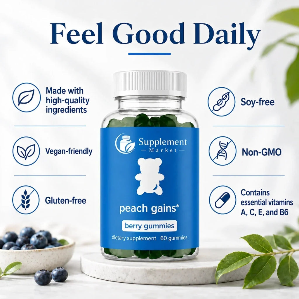 Peach Gains Gummies: Herbal Fitness Multivitamin for Women Who Train