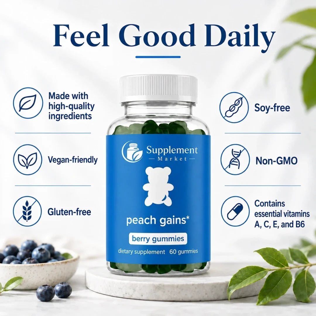Peach Gains Gummies: Herbal Fitness Multivitamin for Women Who Train