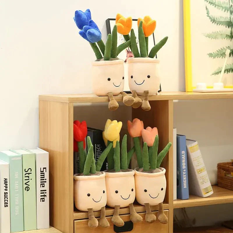 Glad mjuk leksak med blommotiv — färgglad blomdesign