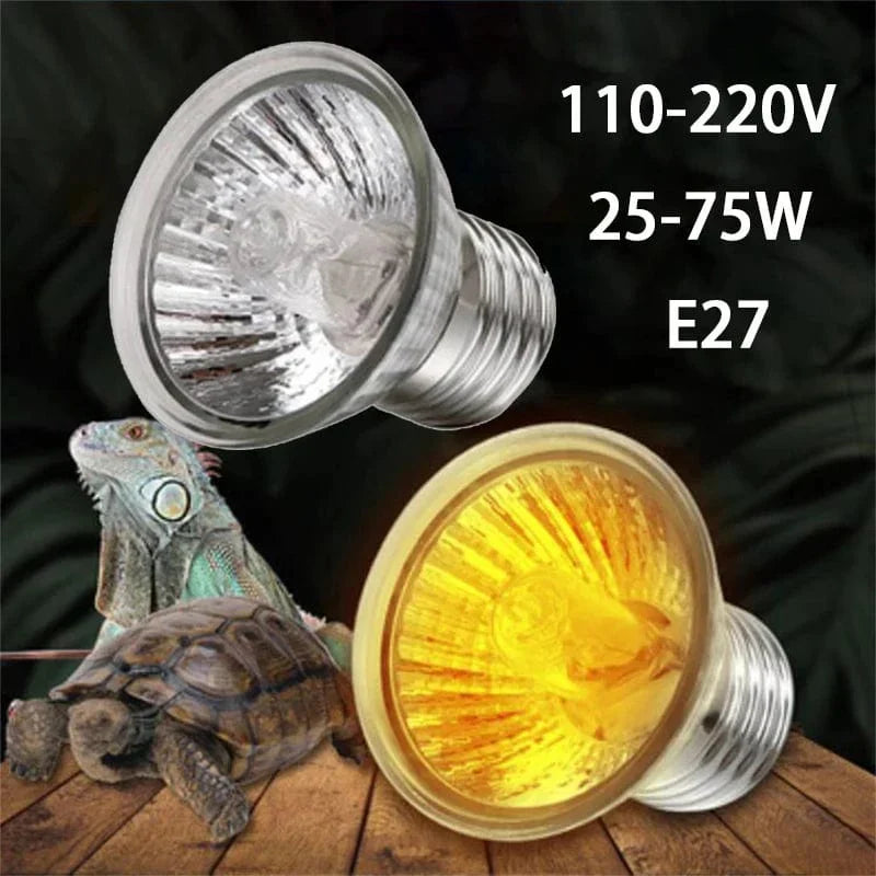E27 UVA Reptile Heat Lamp — 25/50/75W, Silver, 110V/220V