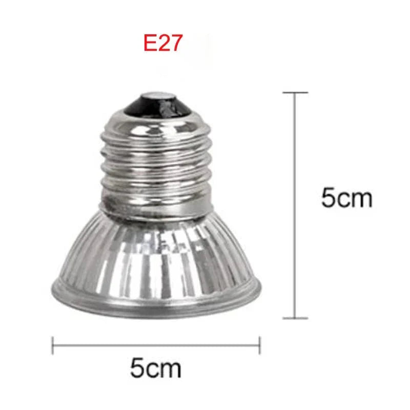E27 UVA Reptile Heat Lamp — 25/50/75W, Silver, 110V/220V