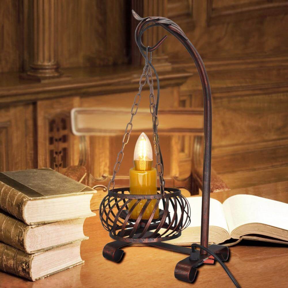 Valeon Vintage Table Lamp Industrial Iron Decor For Home