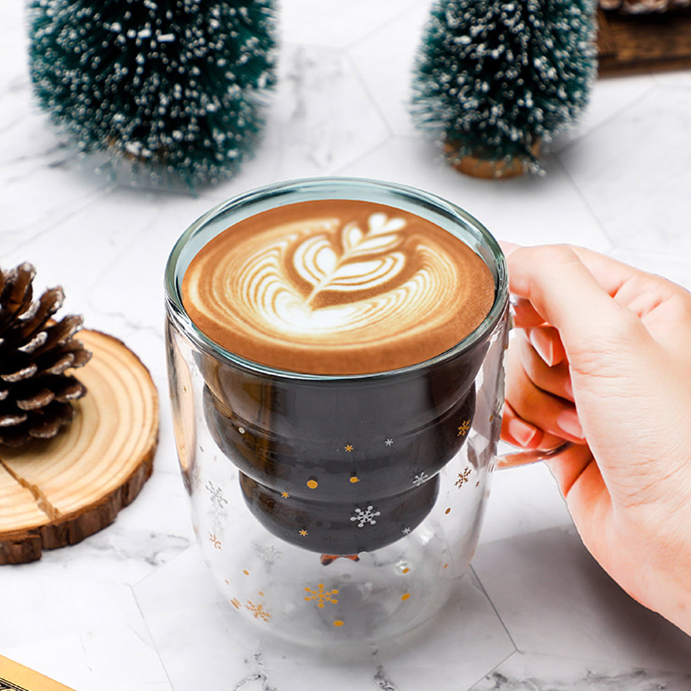 FrostyMug dubbelväggad julkaffemugg - träddesign