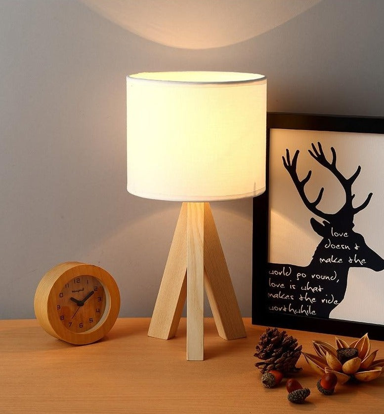 Cozy Wood Table Lamp With Warm Wooden Frame and Lampshade