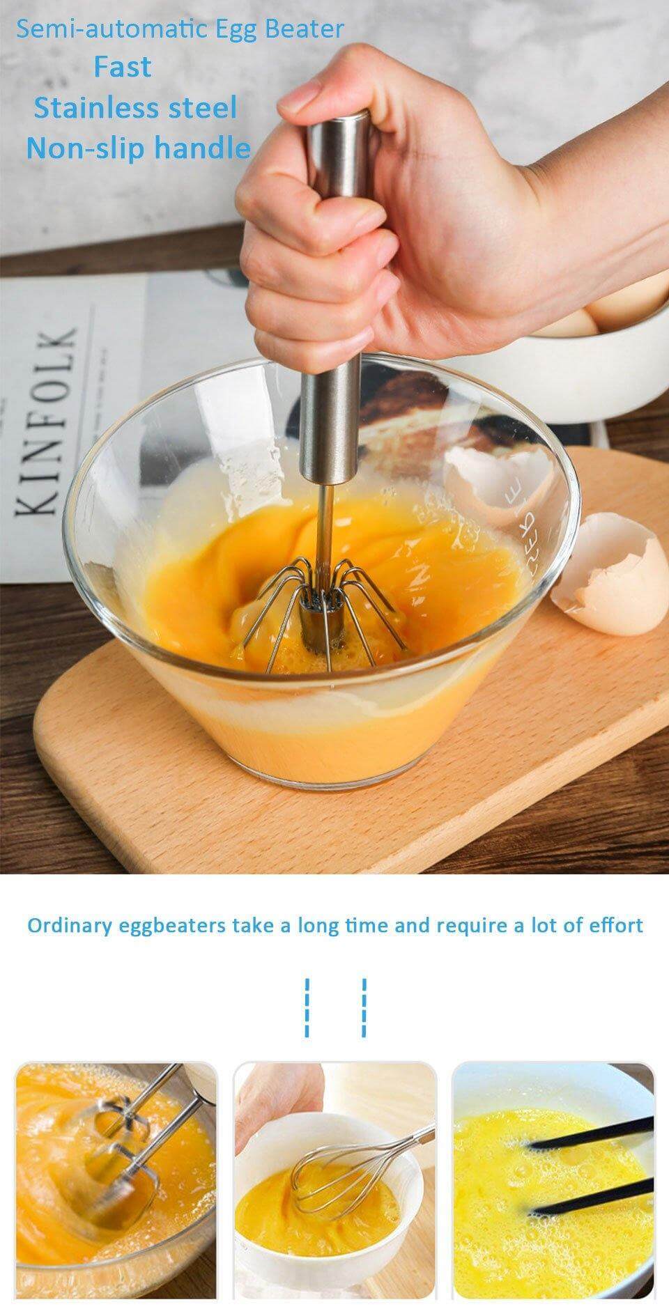 MixMaster Stainless Steel Whisk — Splash-Free Sauce & Egg Mixing