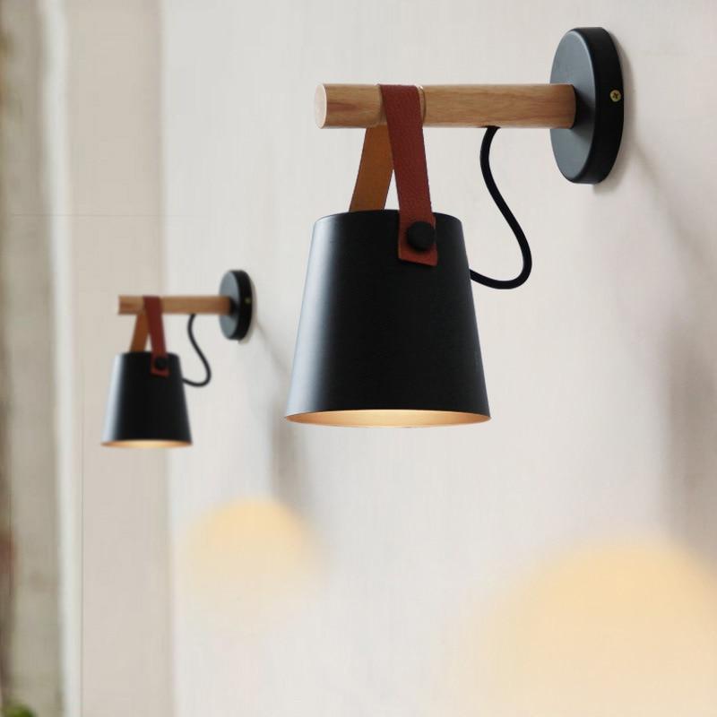 Elara Nordic Wood Wall Lamp With Iron Shade